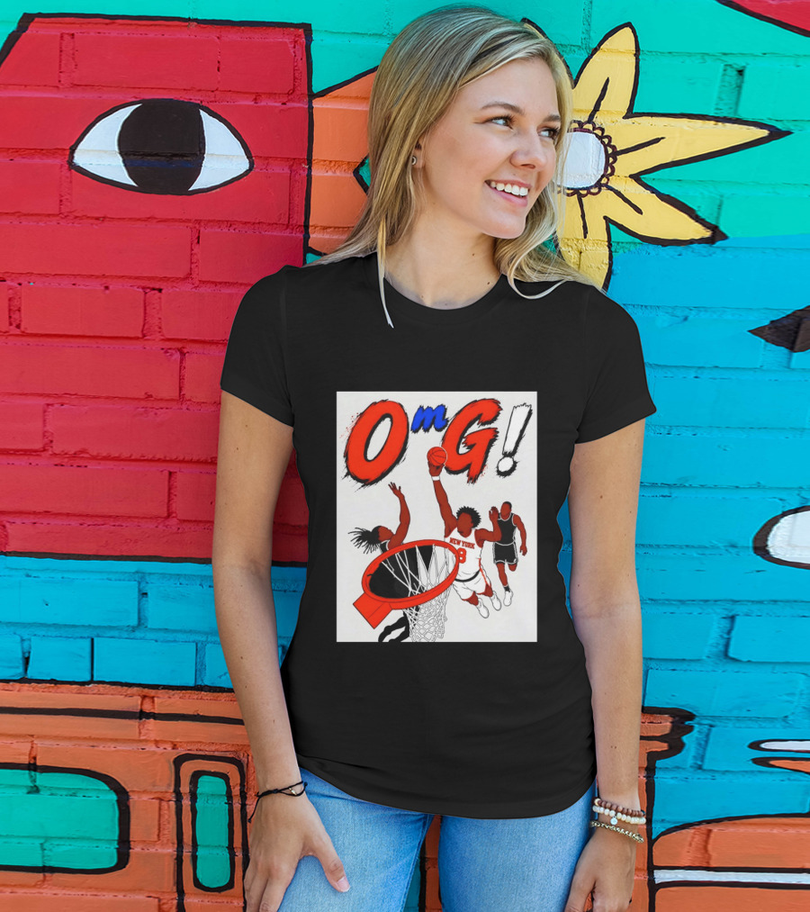 OMG OG Anunoby New York Knicks Dunking NBA 2026 Cartoon T-Shirt