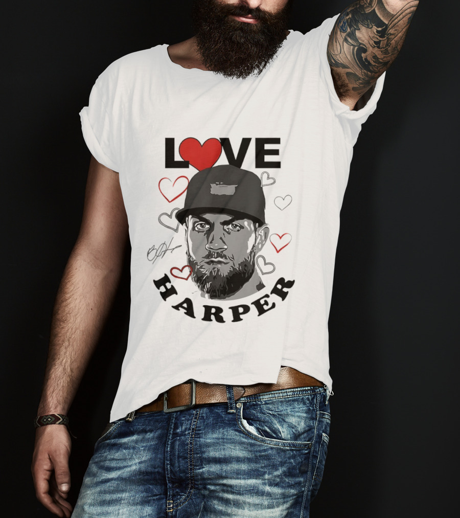 Love Bryce Harper Philadelphia Phillies Baseball Heart T-Shirt