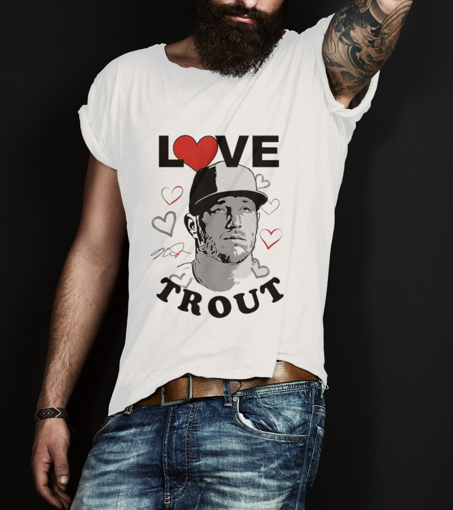 Love Mike Trout Los Angeles Angels Heart Baseball Player T-Shirt