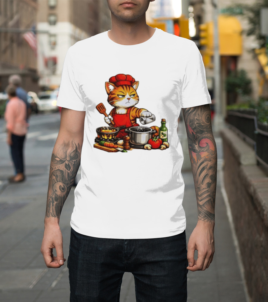 I Cook Better When You're Not Ing Cat Chef Cooking Scene T-Shirt