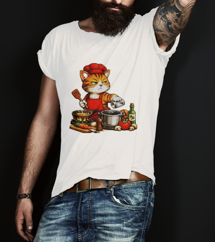 I Cook Better When You're Not Ing Cat Chef Cooking Scene T-Shirt
