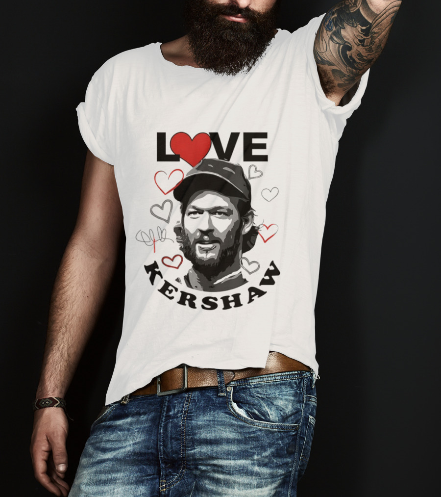 LOVE Kershaw Los Angeles Dodgers Baseball Heart T-Shirt