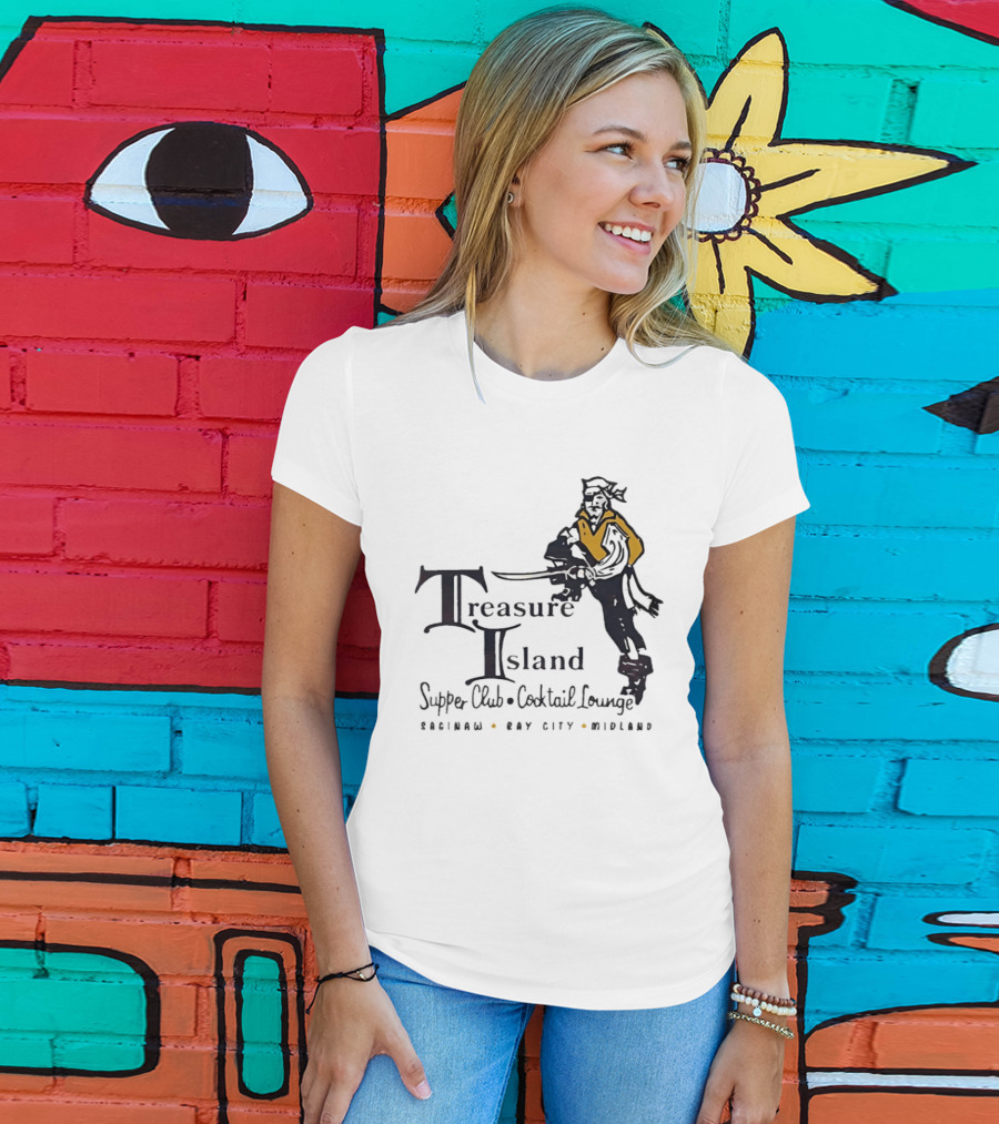 Treasure Island Supper Club Cocktail Lounge Pirate Robinson Bay City Midland T-Shirt