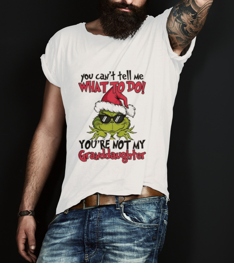 You Can't Tell Me What To Do You're Not My Granddaughter Grinch Santa Hat T-Shirt