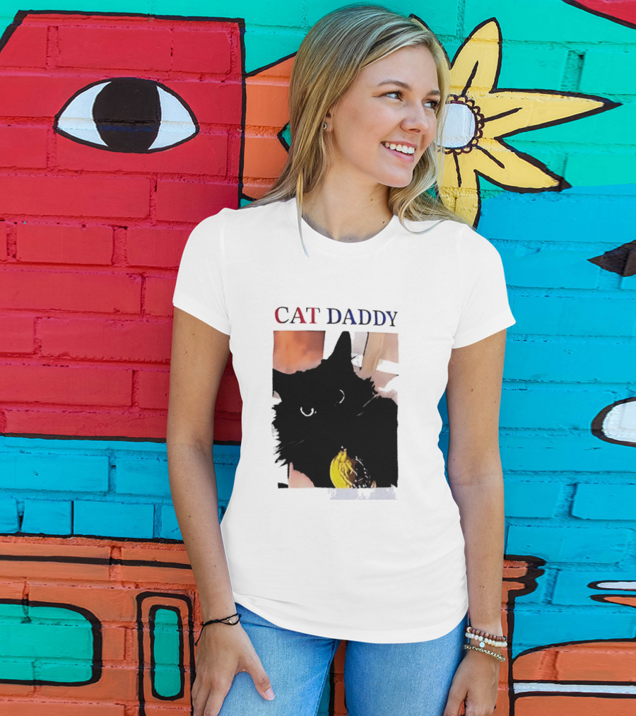 Cat Daddy Black Cat Image With Yellow Banana Accessory T-Shirt