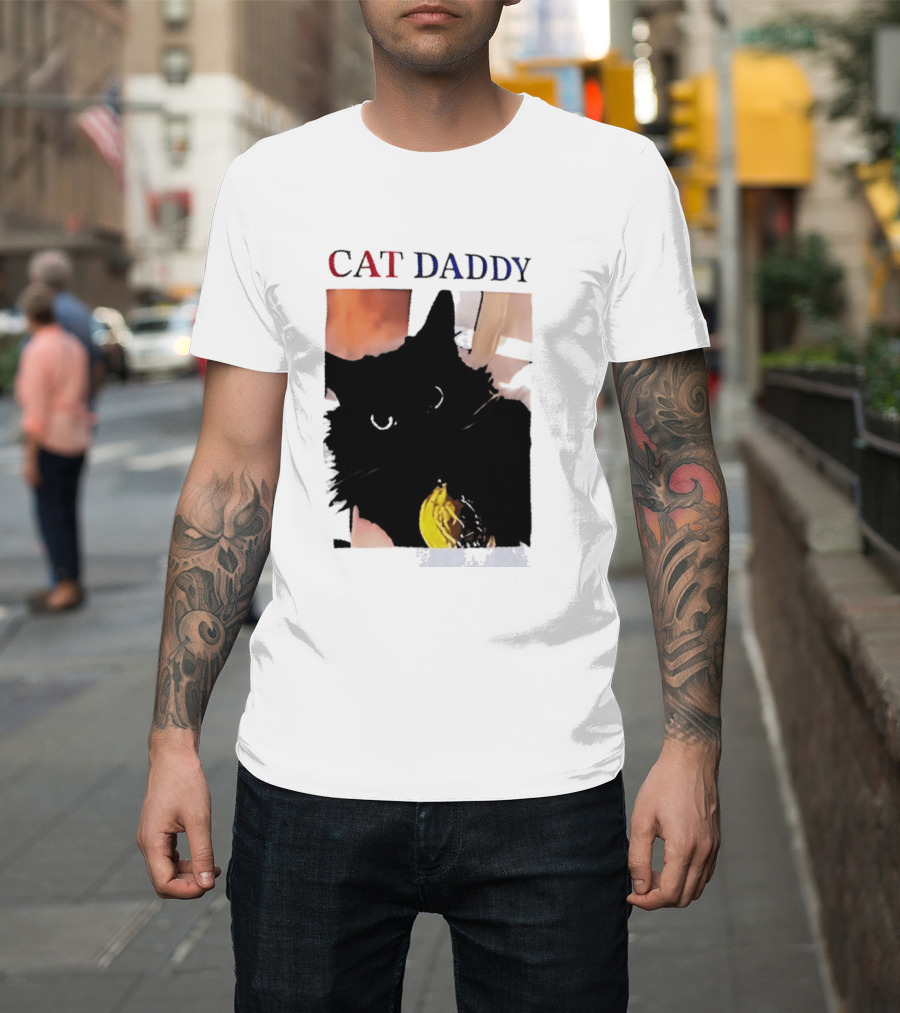 Cat Daddy Black Cat Image With Yellow Banana Accessory T-Shirt