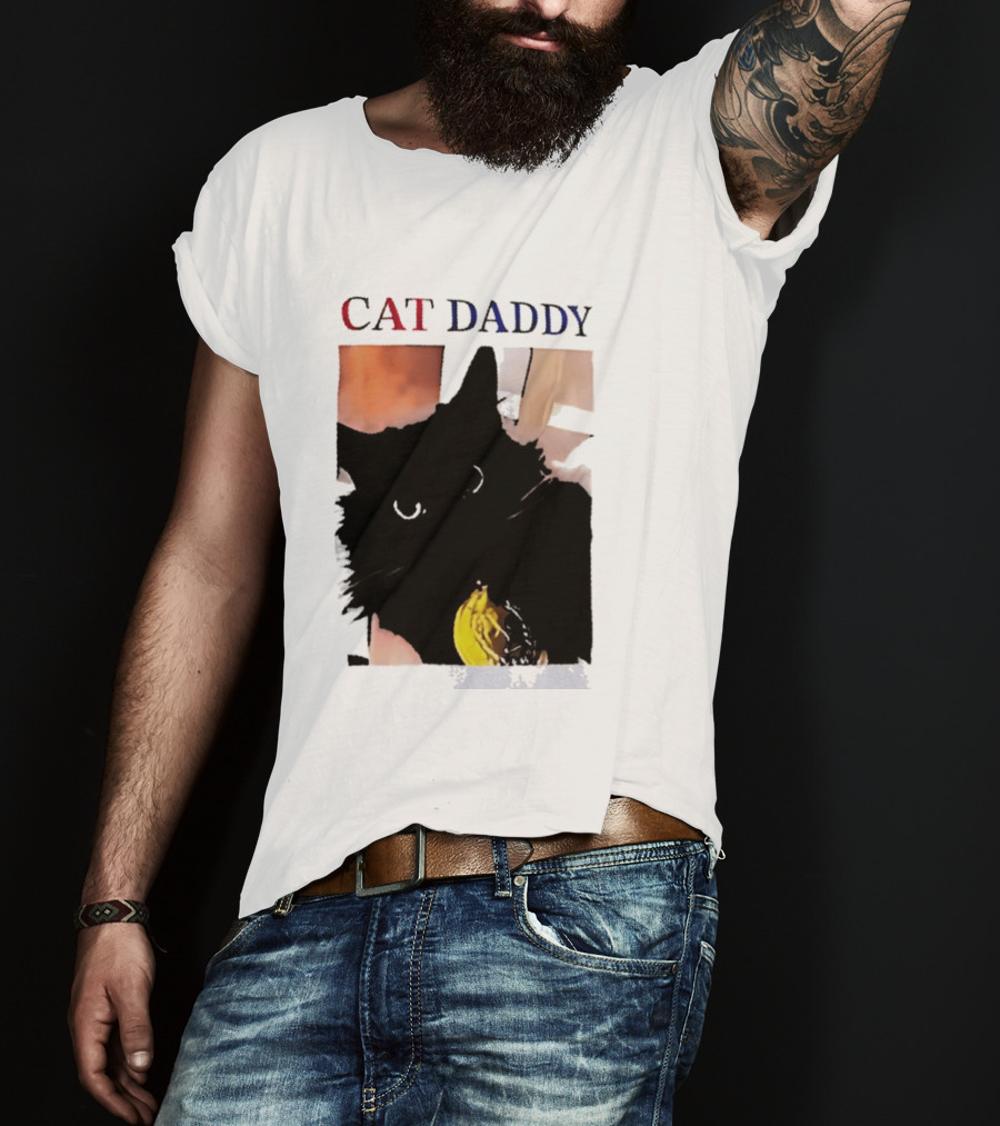 Cat Daddy Black Cat Image With Yellow Banana Accessory T-Shirt