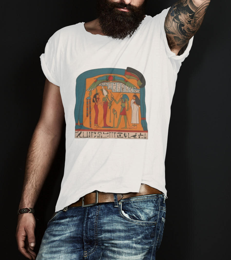 Panel Of Tabakenkhonsu Egyptian Hieroglyphs And Deities T-Shirt