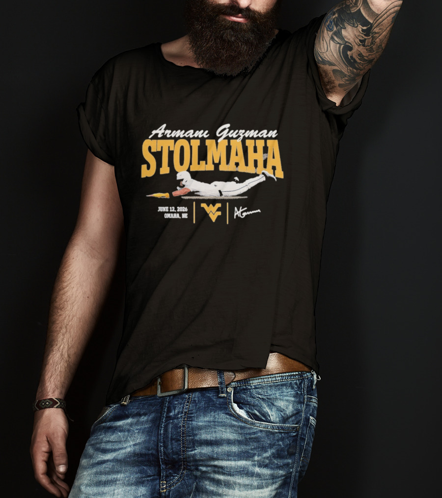 Armani Guzman Stolmaha West Virginia Mountaineers June 12 2026 Omaha NE T-Shirt