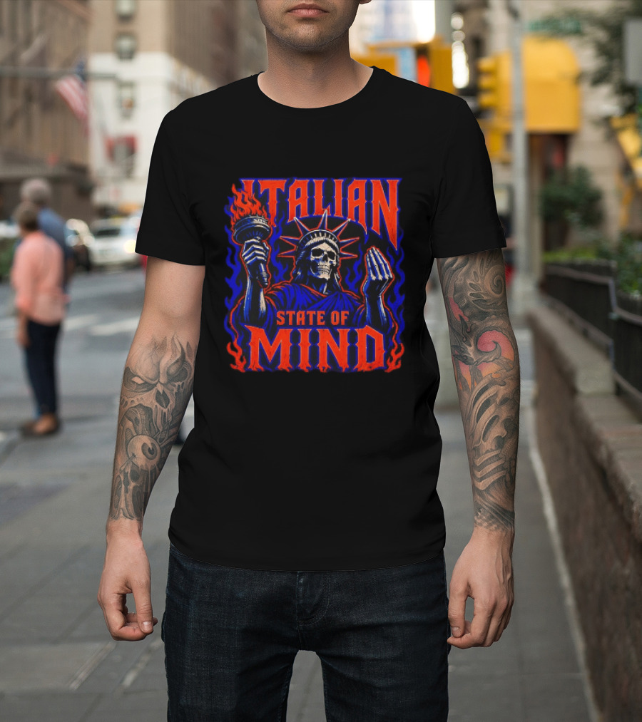 Italian State Of Mind Skeleton Statue Of Liberty New York Knicks T-Shirt