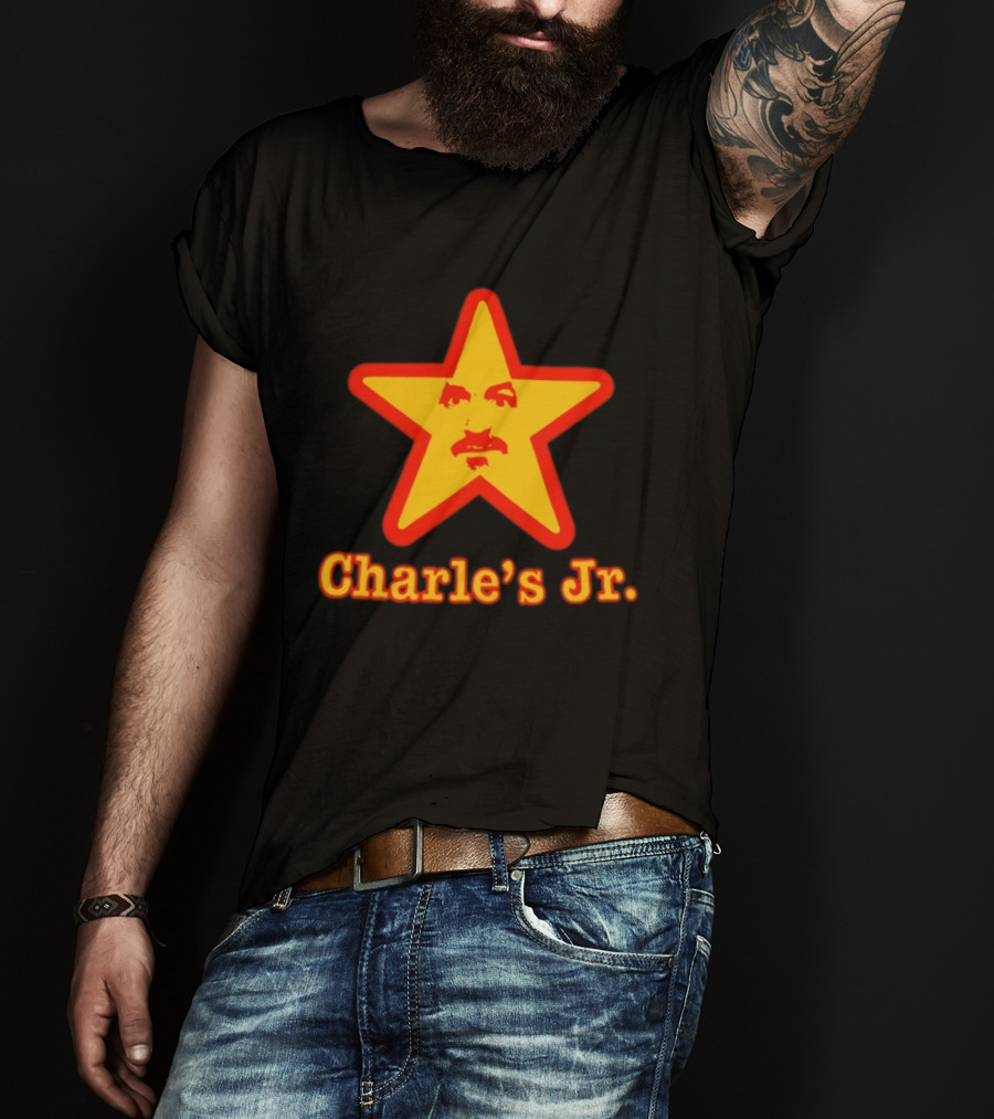 Charle's Jr Star Retro Iconic Face In Yellow Star T-Shirt