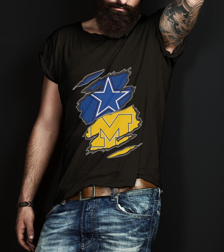 Dallas Cowboys Michigan Wolverines Two Teams One Heart T-Shirt
