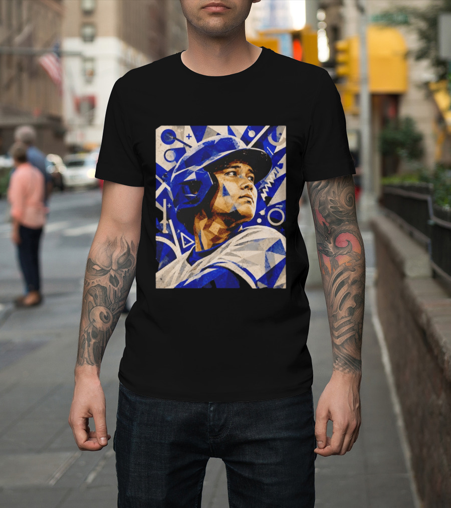 Shohei Ohtani Los Angeles Dodgers Geometric Blue Abstract Baseball T-Shirt