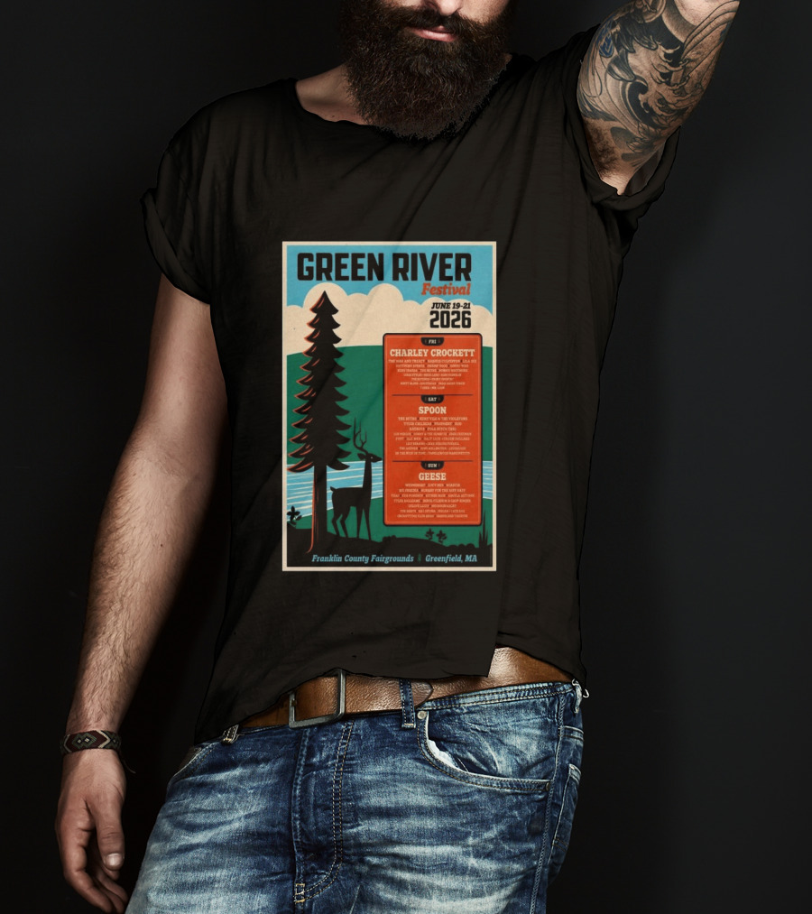 Green River Festival June 19 21 2026 Franklin County Fairgrounds Greenfield MA Featuring Charley Crockett Spoon Geese T-Shirt