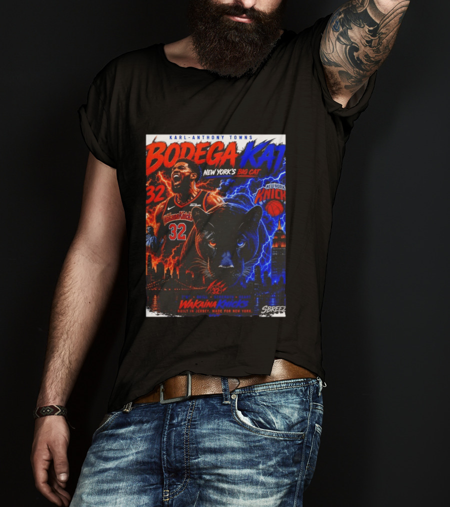 Bodega KAT Karl Anthony Towns Wakaina Knicks 2026 New York's Big Cat 32 T-Shirt