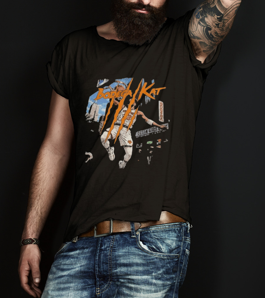 Bodega Kat Basketball Scratch Street Deli Grocer Basketball Player T-Shirt