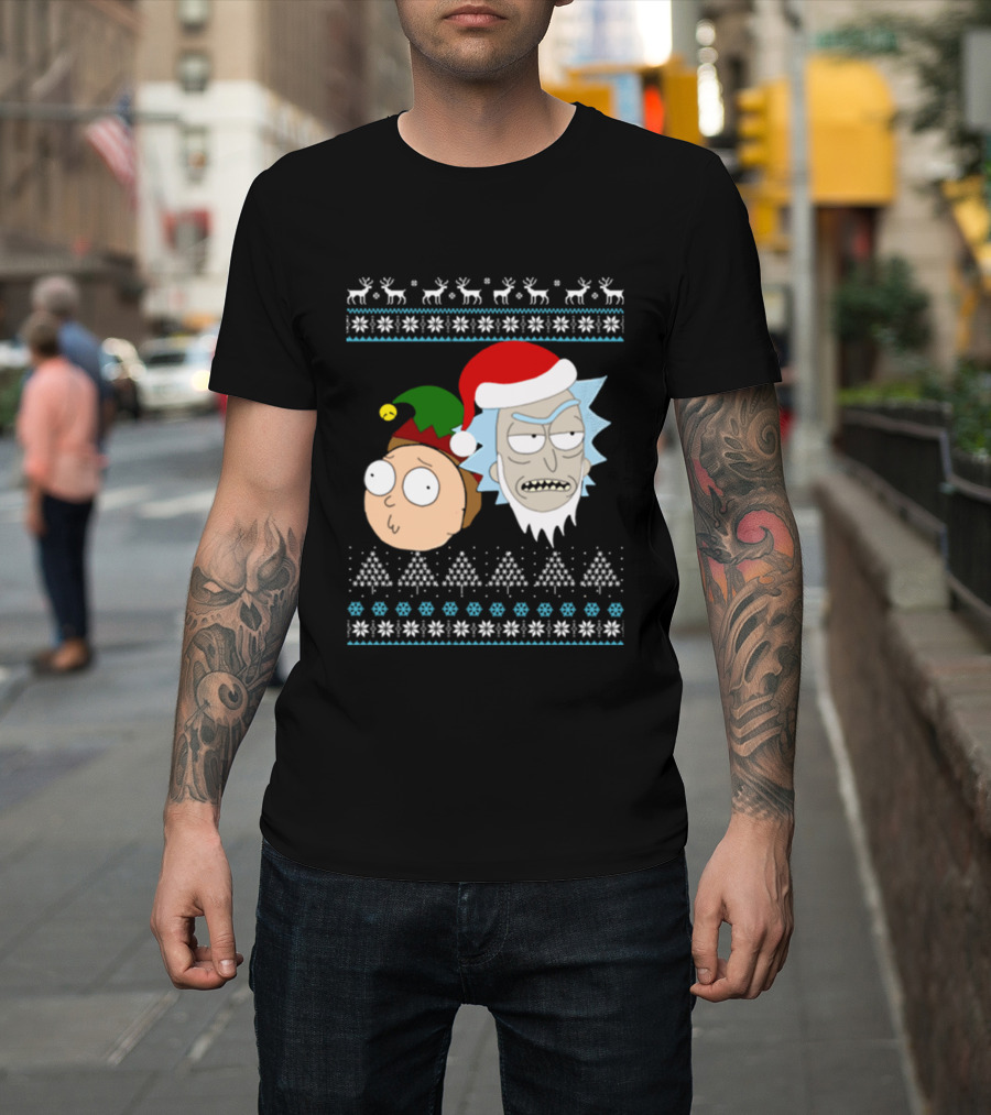 Rick Santa Morty Elf Christmas Sweater T-Shirt