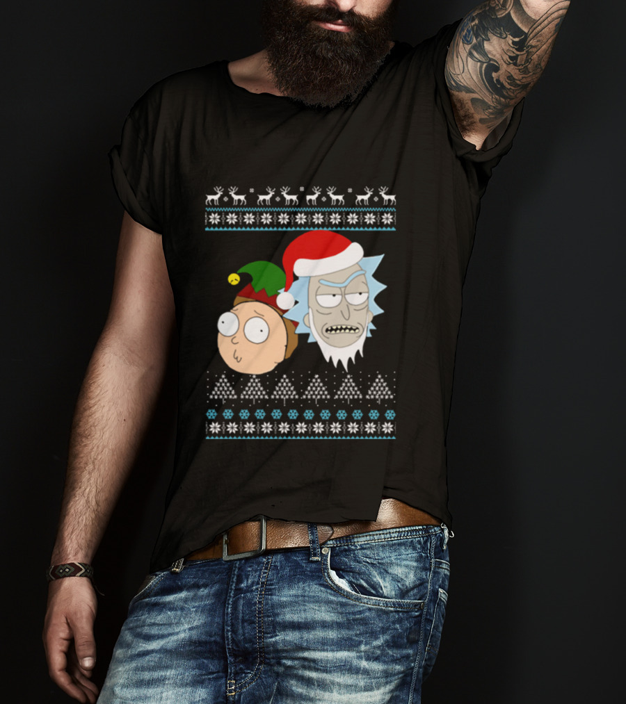Rick Santa Morty Elf Christmas Sweater T-Shirt