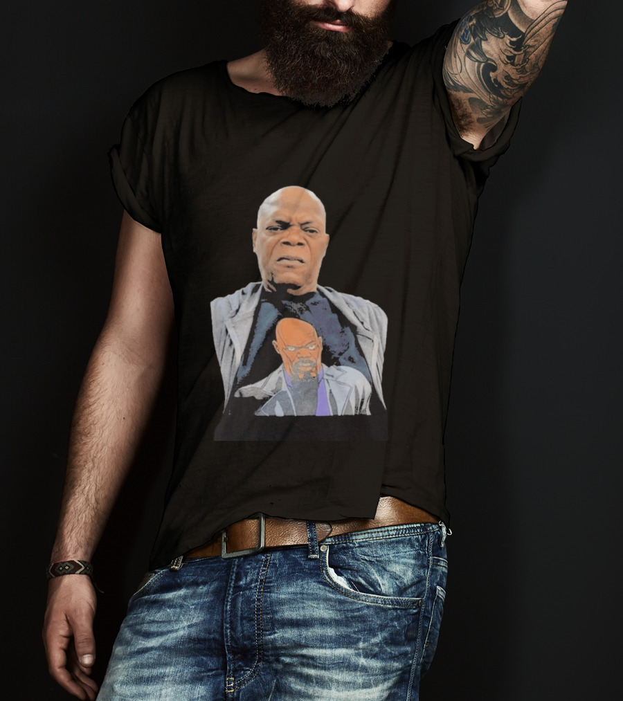 Samuel L. Jackson Wearing Himself On T-Shirt