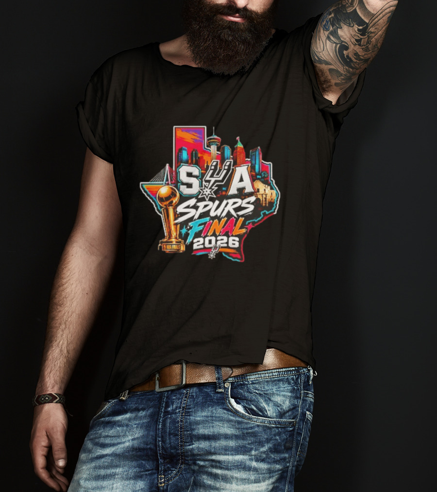 San Antonio Spurs 2026 Final Trophy Texas Skyline SA Spurs T-Shirt