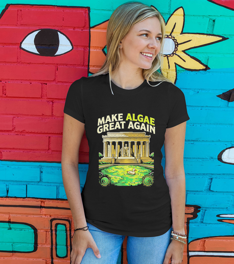 Make Algae Great Again Greek Temple Duck Pond Political Satire T-Shirt