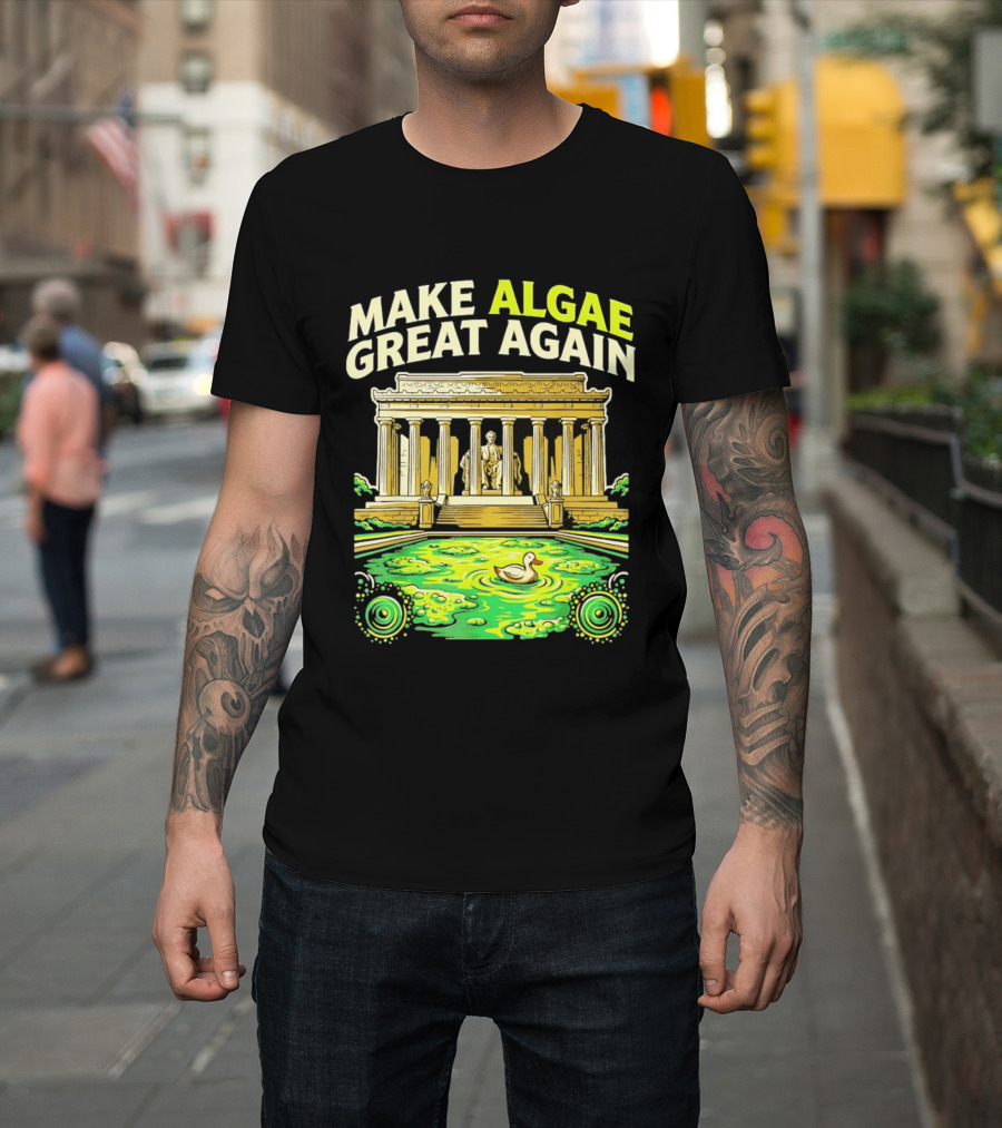 Make Algae Great Again Greek Temple Duck Pond Political Satire T-Shirt