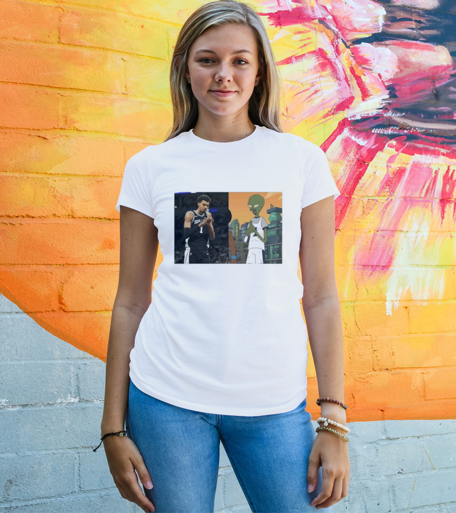 2026 Victor Wembanyama Spurs Alien Meme Basketball Fans T-Shirt