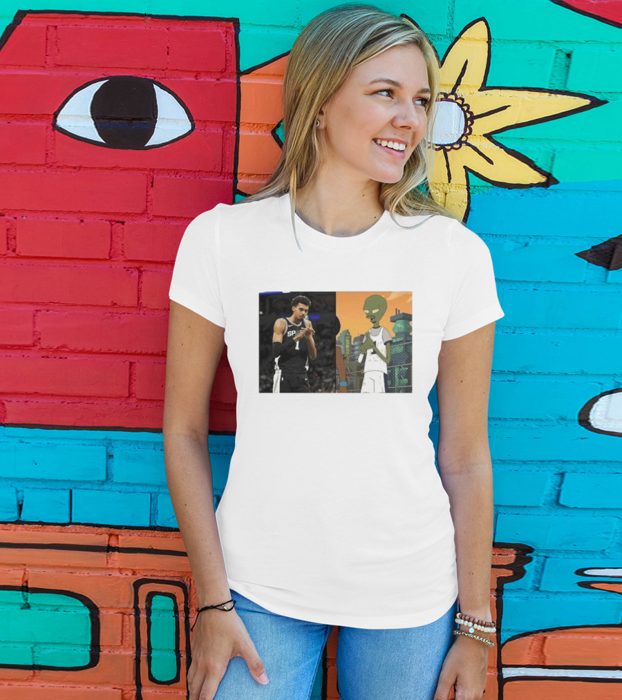 2026 Victor Wembanyama Spurs Alien Meme Basketball Fans T-Shirt