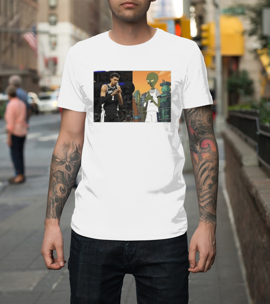 2026 Victor Wembanyama Spurs Alien Meme Basketball Fans T-Shirt
