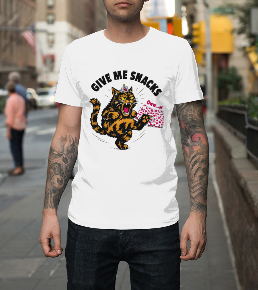 Cat Crown Give Me Snacks Owww W Wild Feline Fun T-Shirt