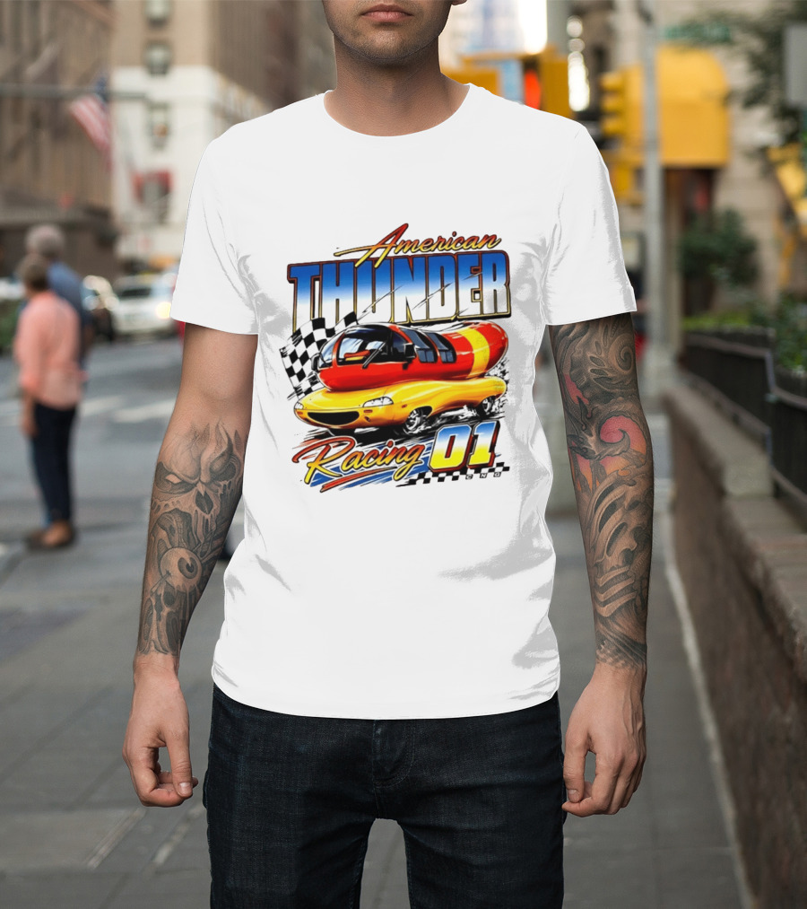 Oscar Mayer American Thunder Racing 01 Car Checkered Flag T-Shirt