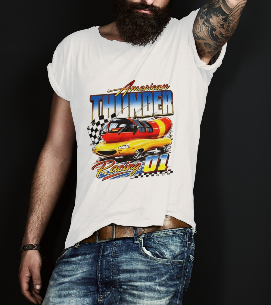 Oscar Mayer American Thunder Racing 01 Car Checkered Flag T-Shirt