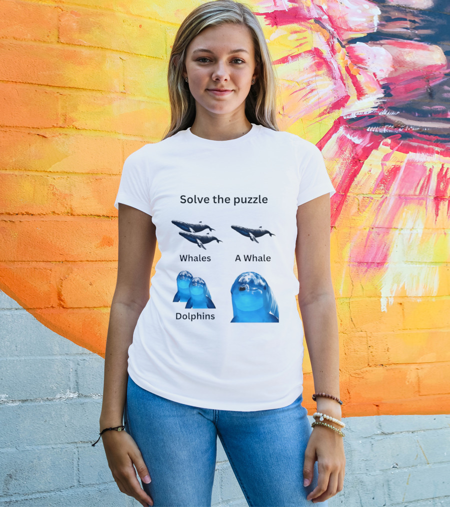 Solve The Puzzle Whales A Whale Dolphins Wordplay T-Shirt