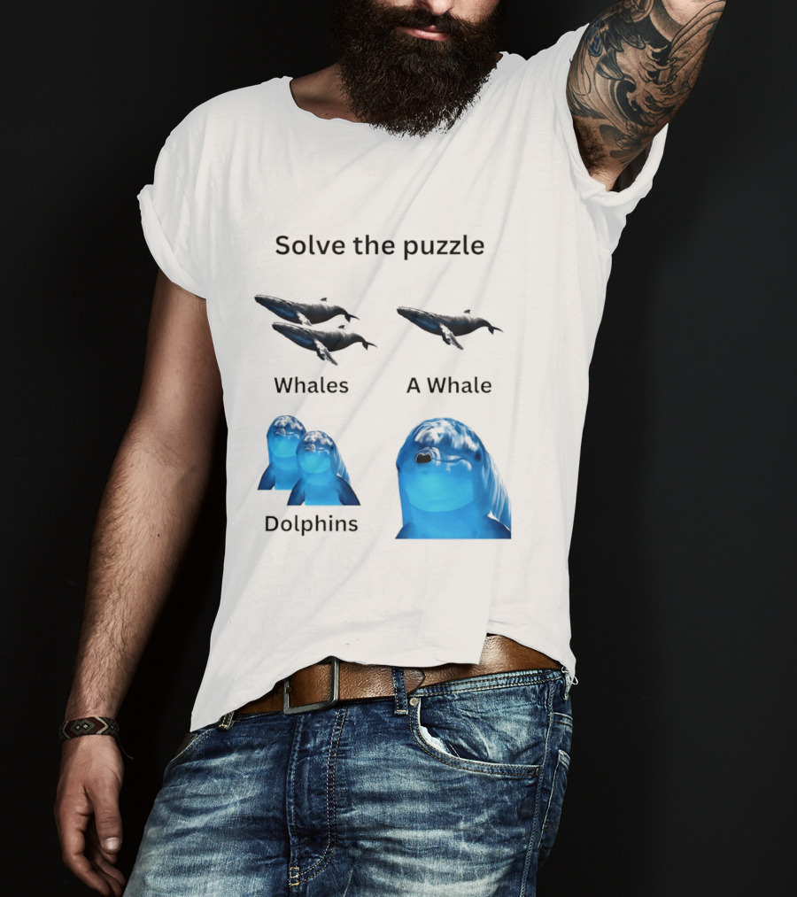 Solve The Puzzle Whales A Whale Dolphins Wordplay T-Shirt