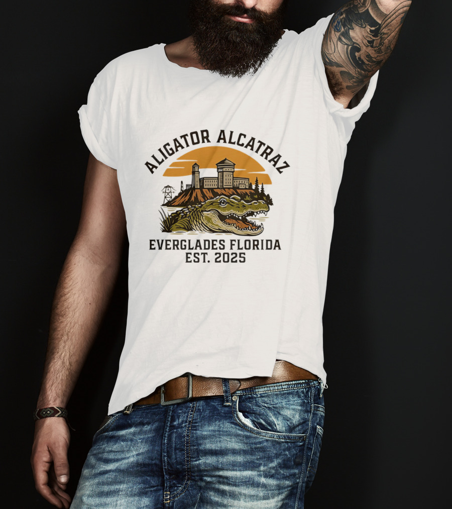 Aligator Alcatraz Everglades Florida Est 2025 T-Shirt