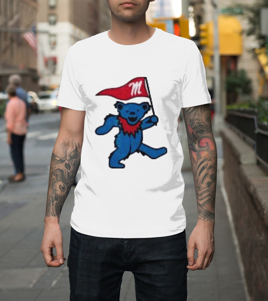 Grateful Dead Ole Miss Rebels Bears M Flag T-Shirt