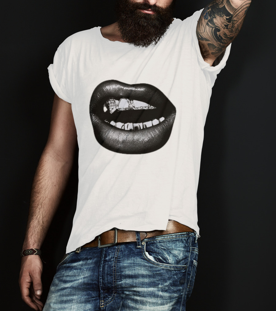 Dallas Cowboys Cheerleaders Black & White Lips Kevin Ozowski T-Shirt