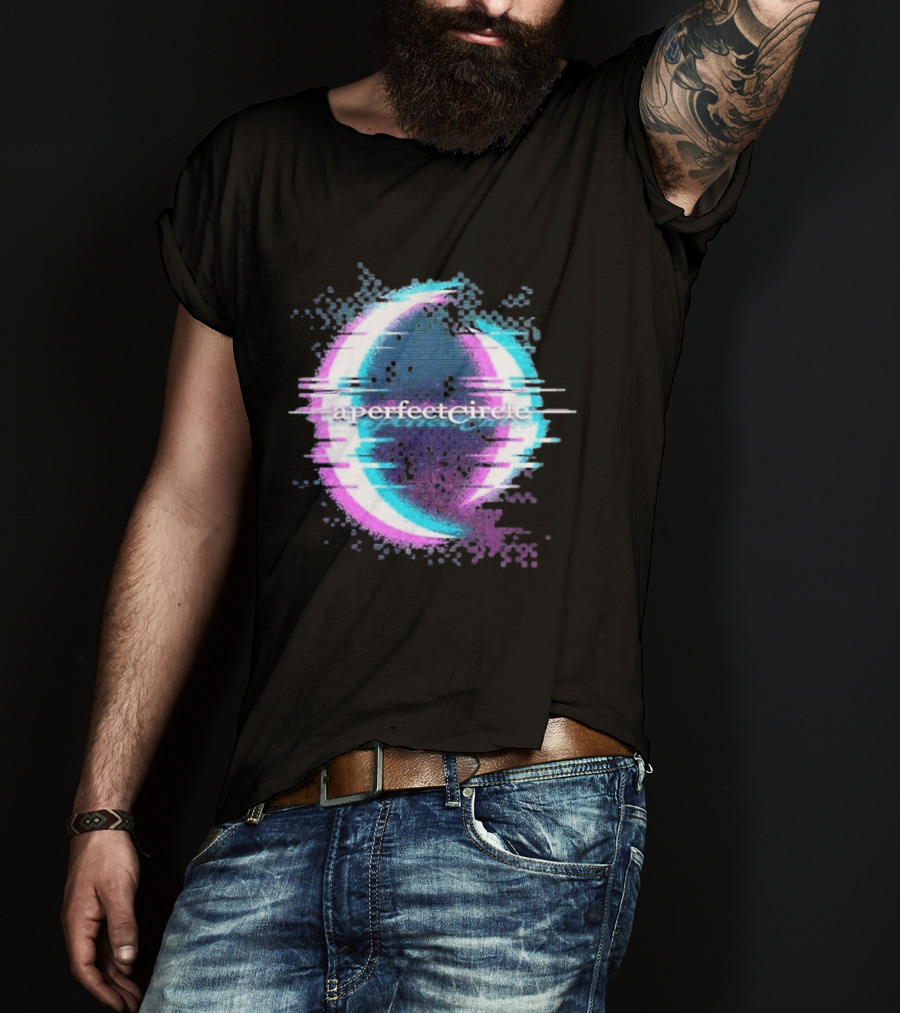 A Perfect Circle Neon Glitch Retro Aesthetic T-Shirt
