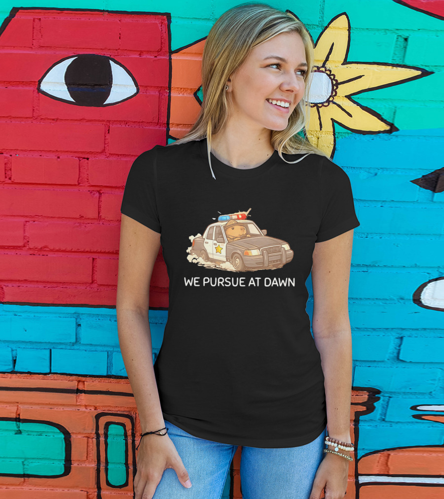 Capybara Police Car We Pursue At Dawn T-Shirt