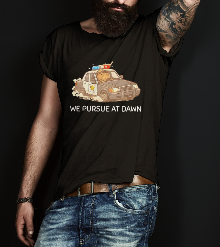 Capybara Police Car We Pursue At Dawn T-Shirt
