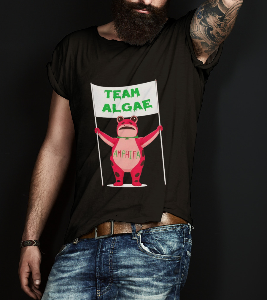 Team Algae Amphifa Frog Holding Banner T-Shirt
