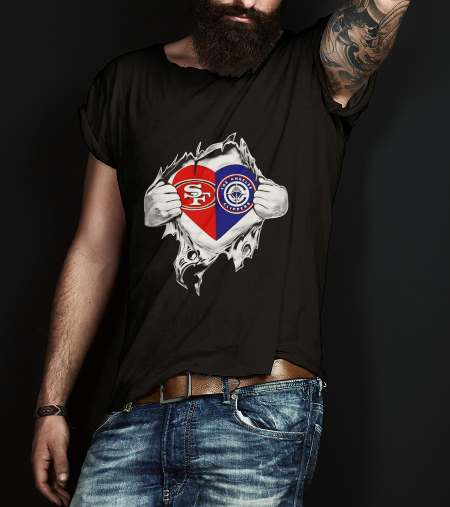 LA Clippers San Francisco 49ers Heart Scratch Dual T-Shirt