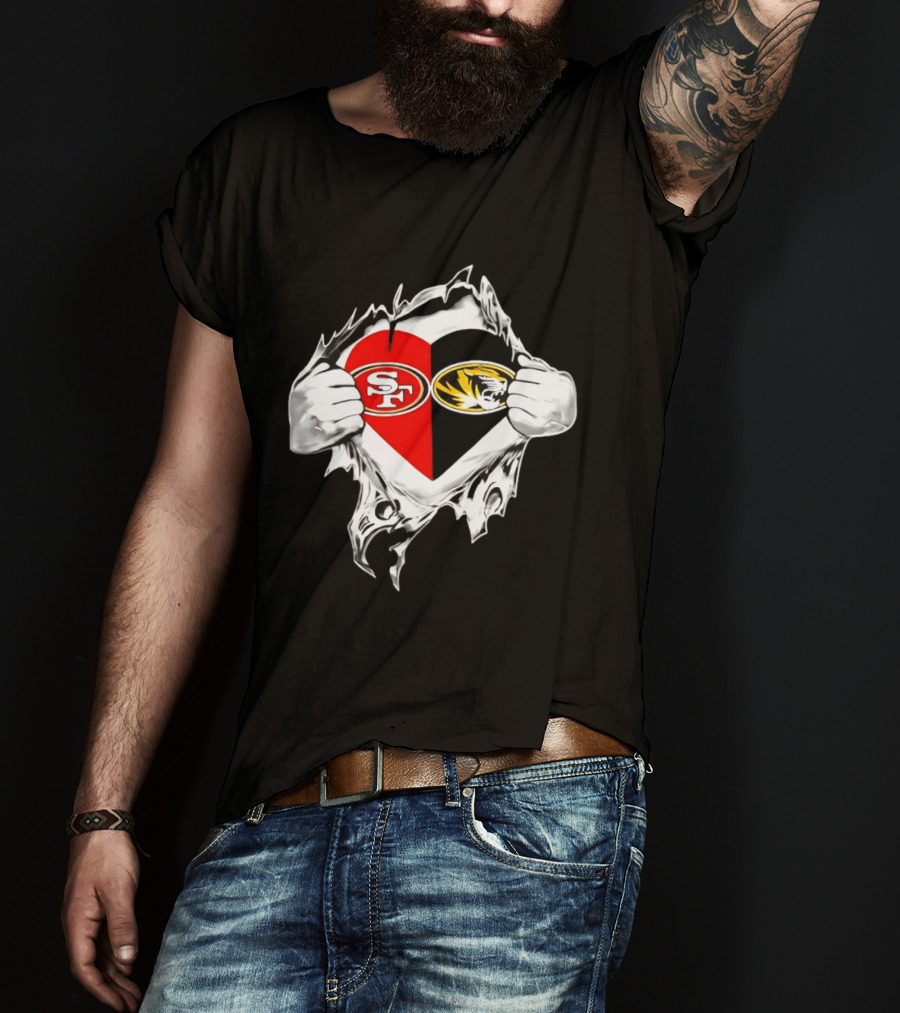 Missouri Tigers San Francisco 49ers Heart Logo Fan Passion T-Shirt