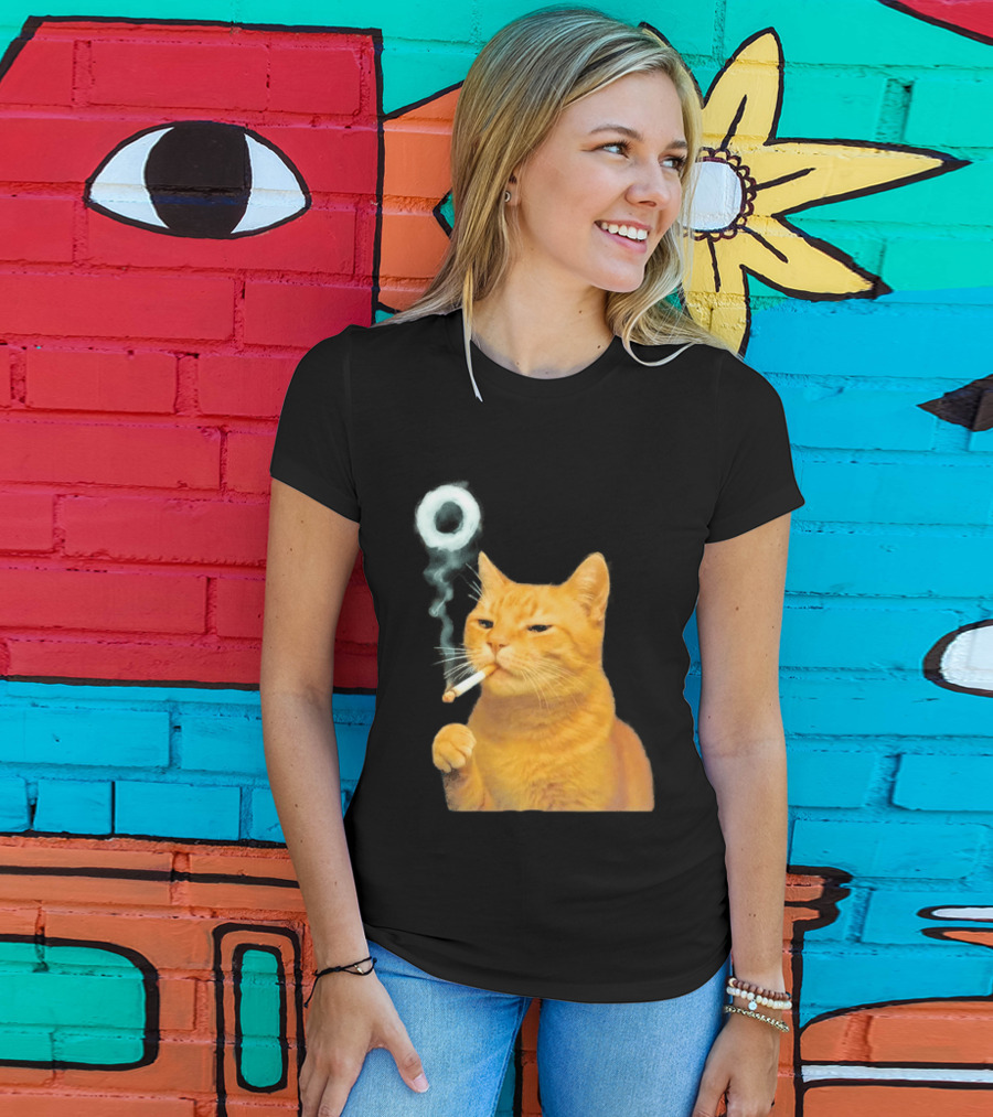 Smoking Cat With Cigarette And Smoke Ring T-Shirt