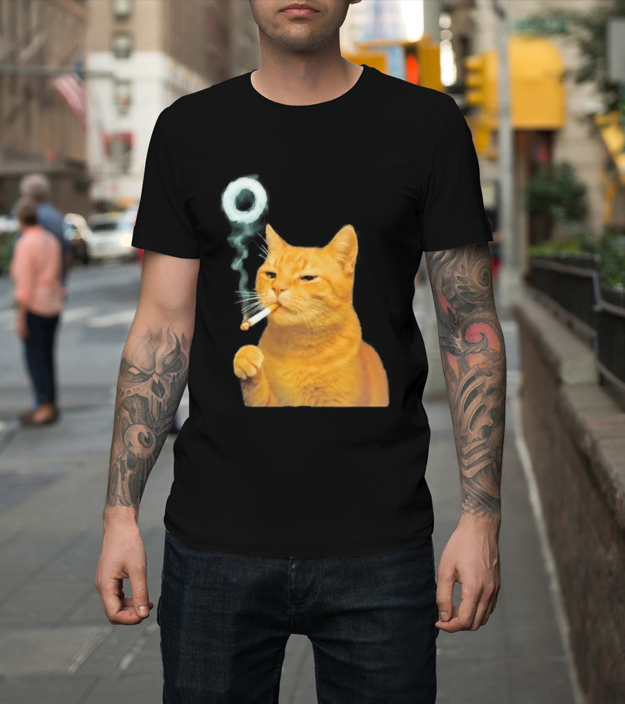 Smoking Cat With Cigarette And Smoke Ring T-Shirt