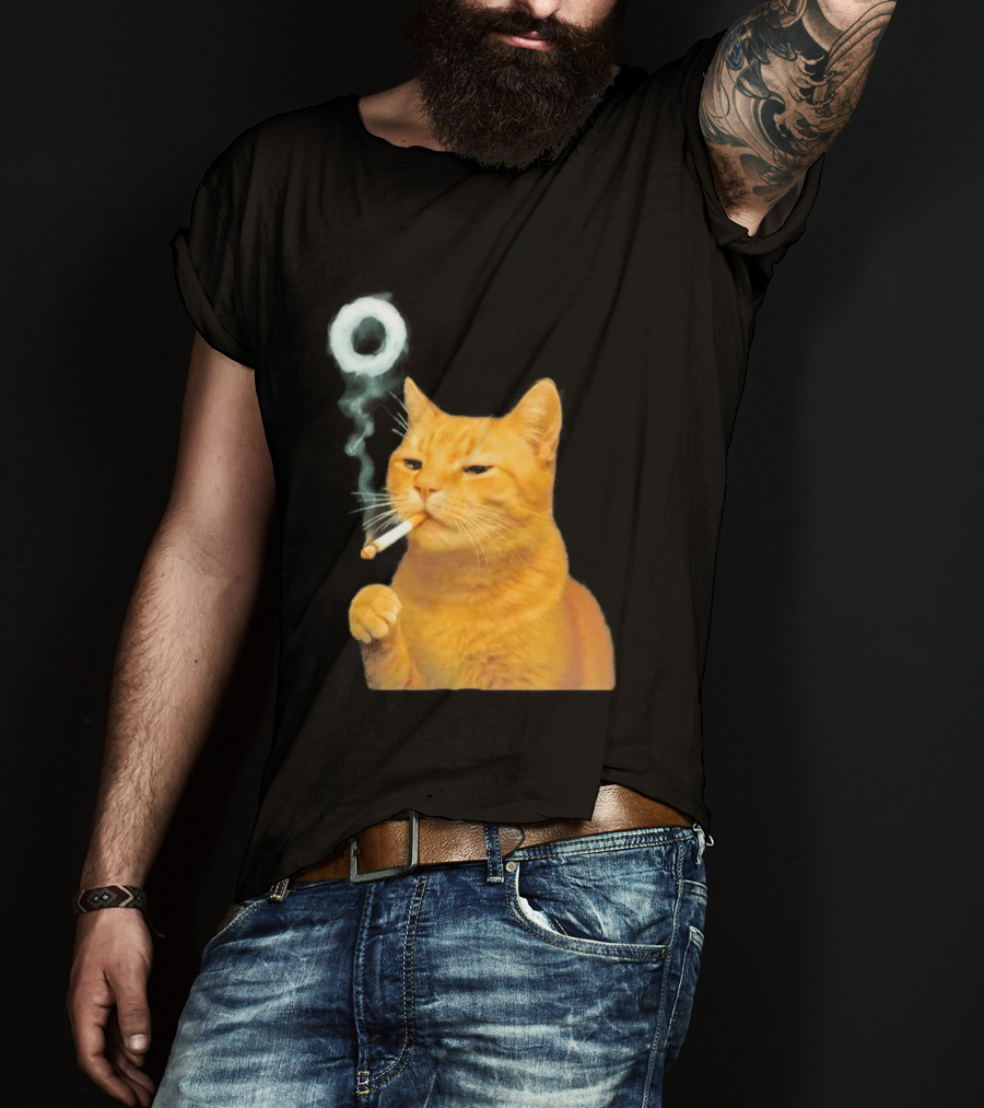 Smoking Cat With Cigarette And Smoke Ring T-Shirt