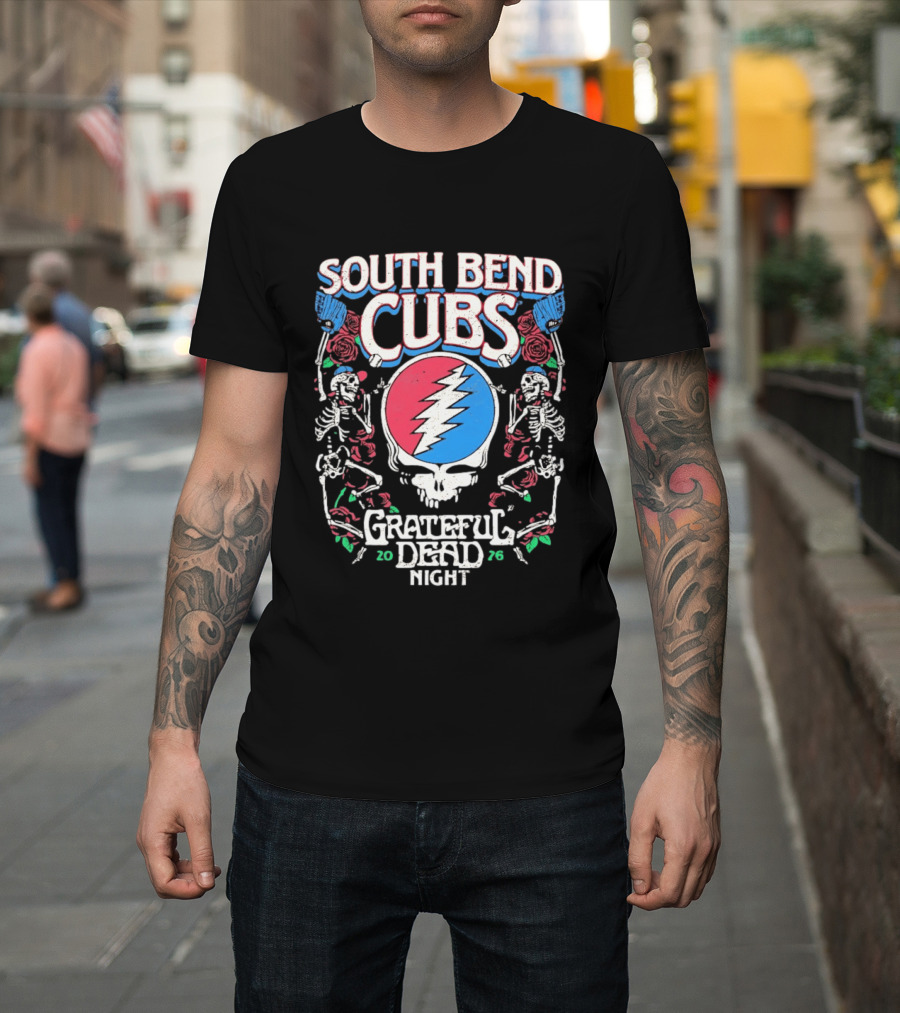 South Bend Cubs 2026 Grateful Dead Night Steal Your Face Baseball Skeleton T-Shirt