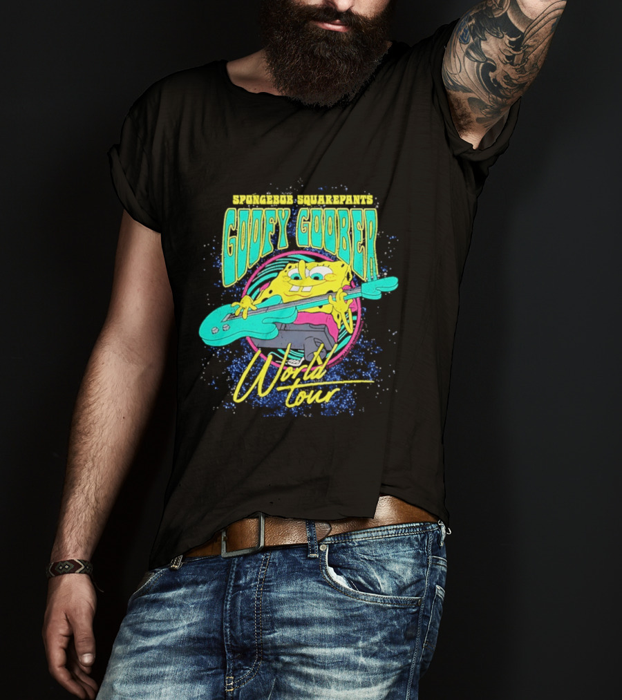Sponge SquarePants Goofy Goober World Tour Rocking Out With Guitar T-Shirt