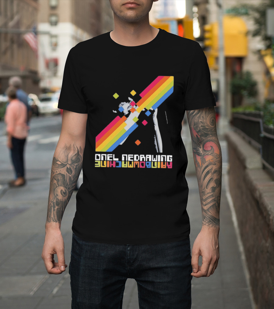 Onelinedrawing Rainbowmachine Colorful Abstract Blocks T-Shirt