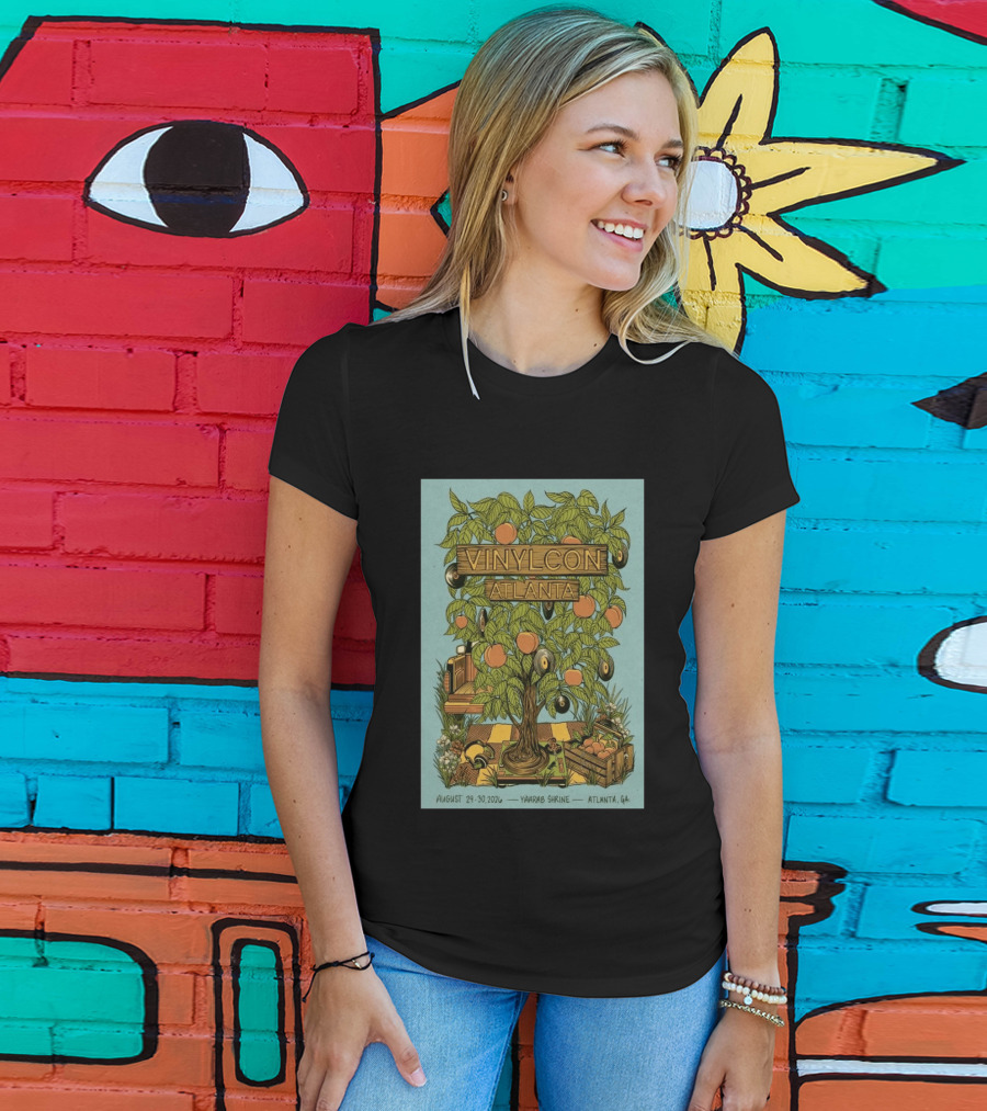 VinylCon Atlanta August 29 30 2026 Yaarab Shrine Georgia Peach Tree Records T-Shirt